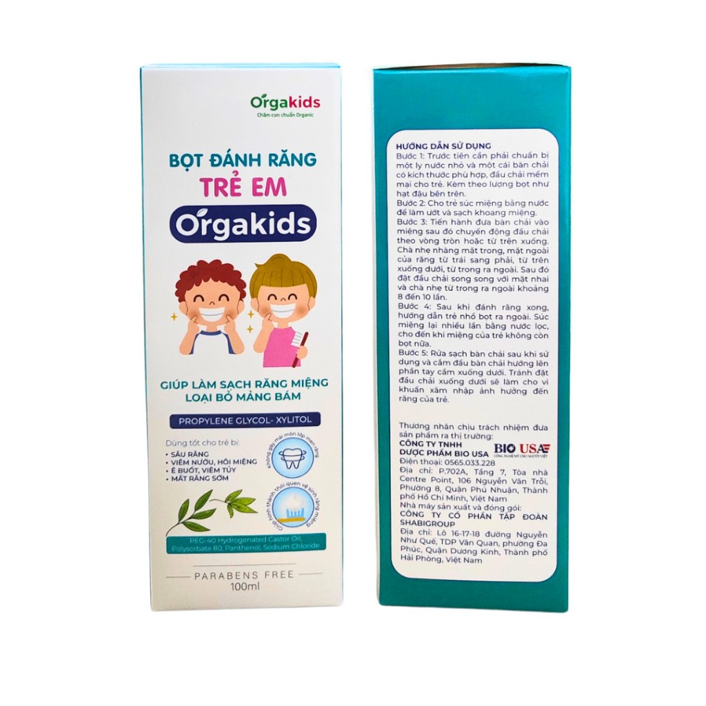 Bọt đánh răng trẻ em cao cấp Orgakids an toàn cho bé làm sạch khoang miệng loại bỏ mảng bám dễ dàng lọ 100ml