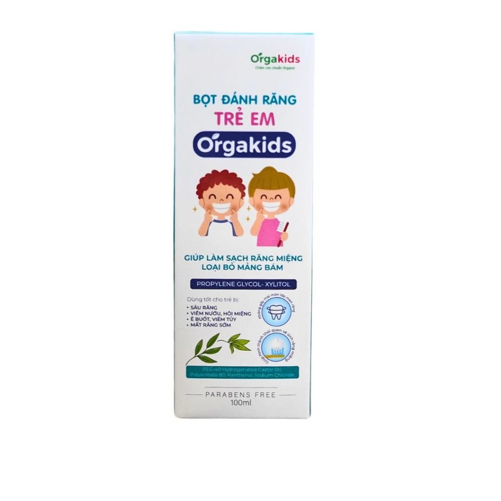 Bọt đánh răng trẻ em cao cấp Orgakids an toàn cho bé làm sạch khoang miệng loại bỏ mảng bám dễ dàng lọ 100ml