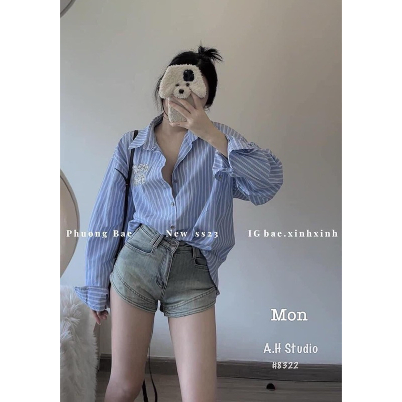 xả kho Sơ mi MiuMiuu đính đá