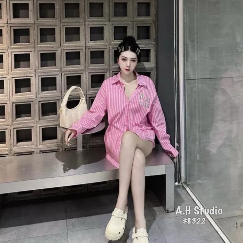 xả kho Sơ mi MiuMiuu đính đá