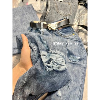 20120MA-Quần baggy xanh nhạt rách nhiều cá tính,Quần che khuyết điểm Yến Tee