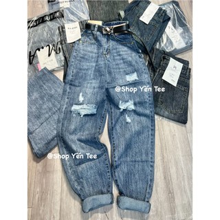 20120MA-Quần baggy xanh nhạt rách nhiều cá tính,Quần che khuyết điểm Yến Tee