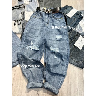 20120MA-Quần baggy xanh nhạt rách nhiều cá tính,Quần che khuyết điểm Yến Tee