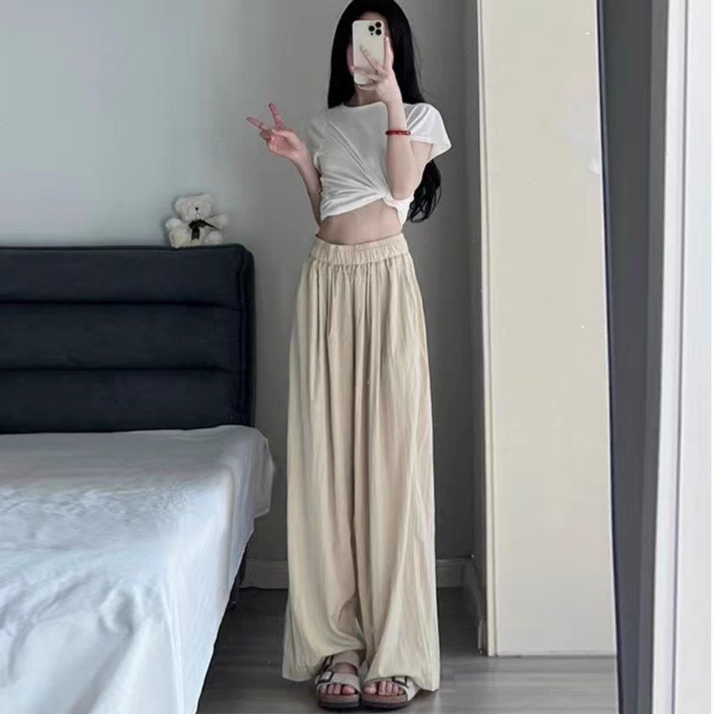 Quần Ống Rộng Nữ Vải Đũi Mát Hàng Đẹp Loại 1 Hót Trend Cạp Cao Lên From Cục Xinh