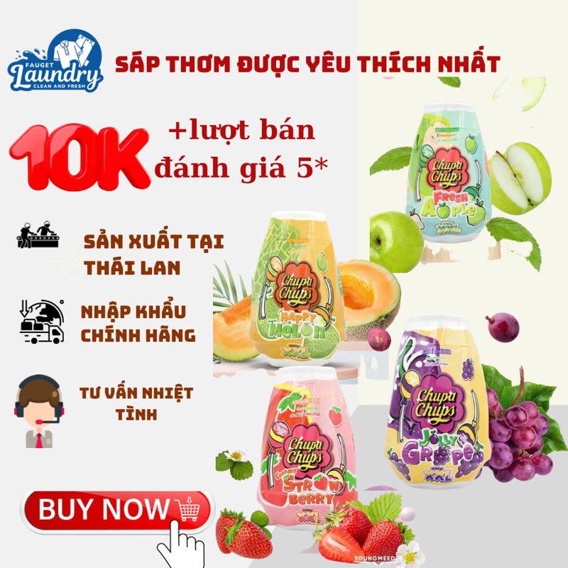 Sáp thơm phòng Chupa Chups Gel Air Freshener ngọt lịm kẹo trái cây size XXL sử dụng lên đến 45ngày