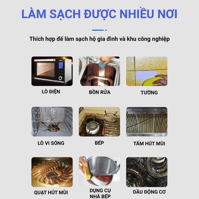 Tẩy dầu mỡ nhà bếp chai 500ml không cần cọ rửa làm sạch trong 5 phút - HT House