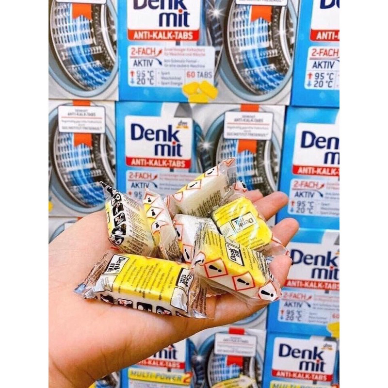 Viên tẩy lồng máy giặt Denkmik vệ sinh lồng giặt chính hãng nhập khẩu Đức diệt khuẩn, khử mùi hộp 60 viên [ Tách Lẻ]