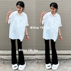Áo sơ mi trắng đi học, sơ mi đồng phục chất mát mát Yến Tee #014