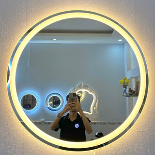 Gương Tròn đèn LED cảm ứng treo tường, Gương trang điểm, phòng tắm cao cấp ,Diamond Mirror