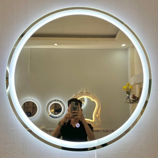 Gương Tròn đèn LED cảm ứng treo tường, Gương trang điểm, phòng tắm cao cấp ,Diamond Mirror
