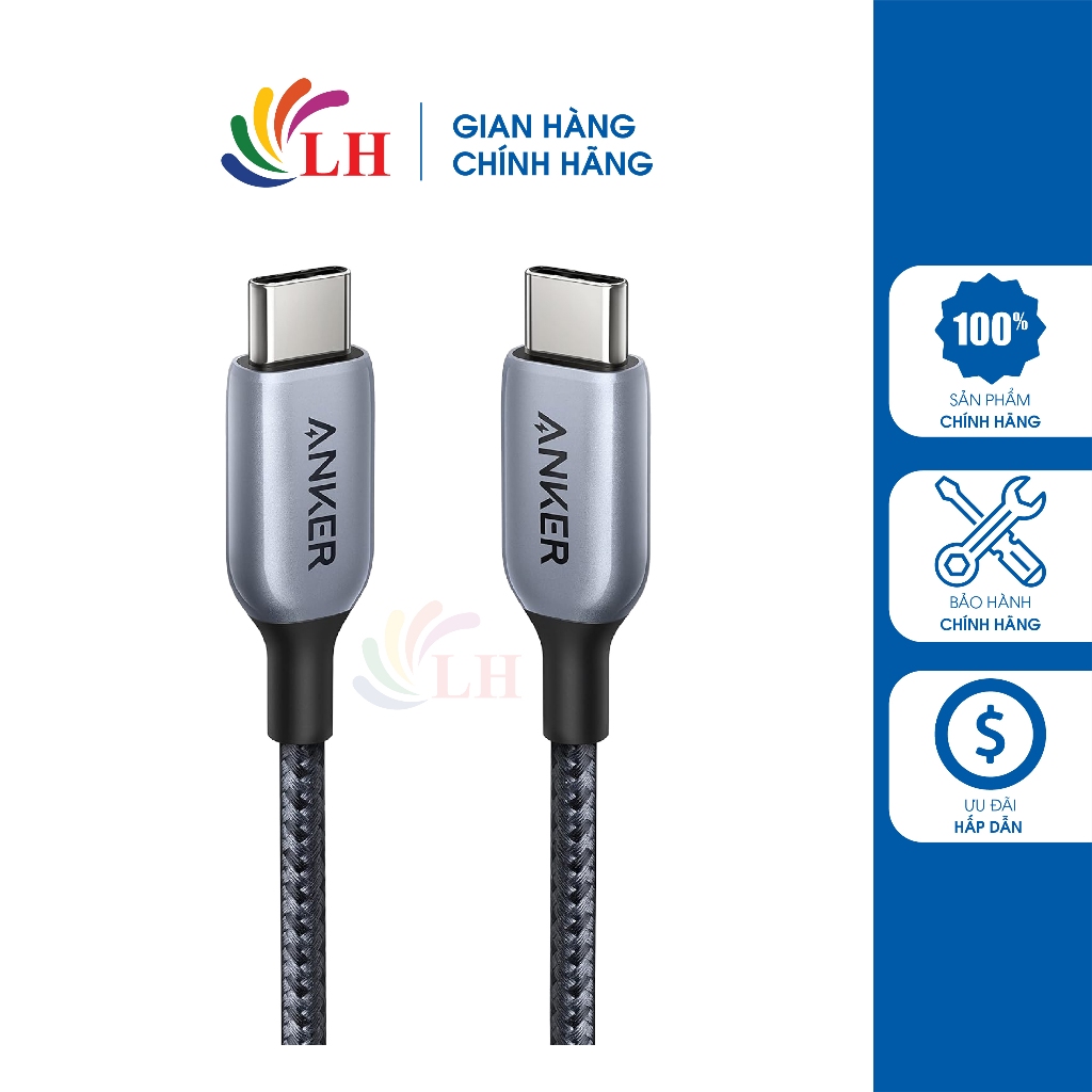 Cáp USB TypeC to TypeC Anker 765 Nylon Cable 140W 0.9m A8865 Hàng