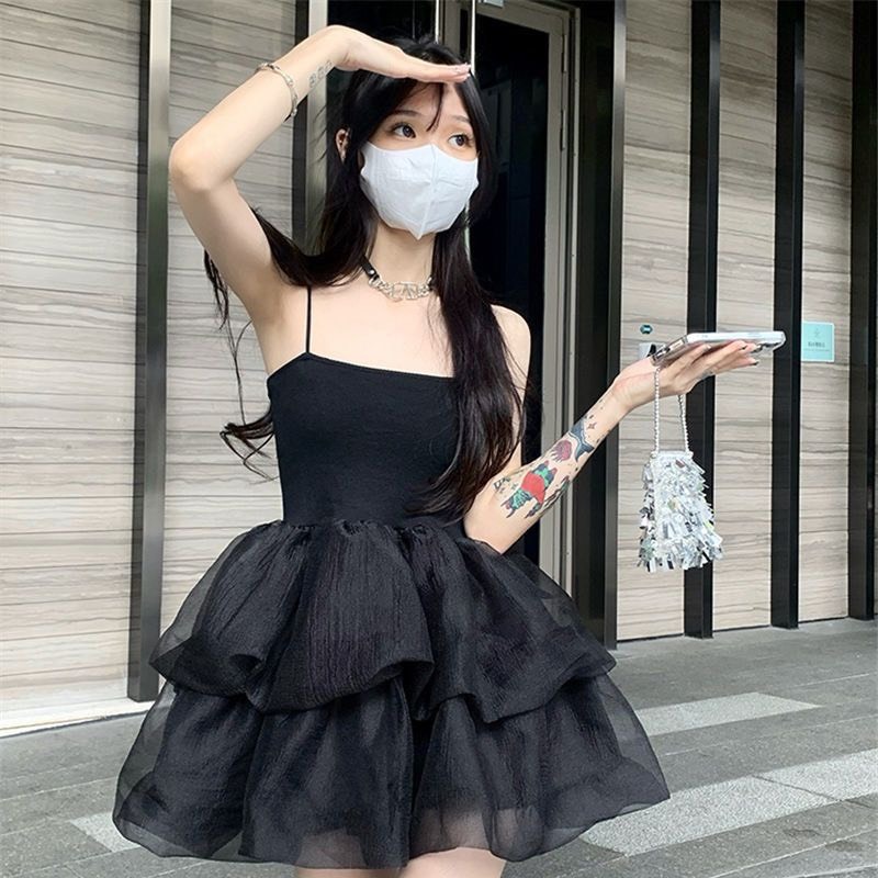 Váy đầm xoè chữ A thiết kế hai dây xếp tầng bồng bềnh dáng babydoll tiểu thư đi tiệc Hottrend MT33 SP91