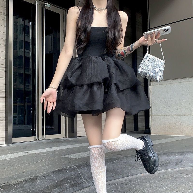 Váy đầm xoè chữ A thiết kế hai dây xếp tầng bồng bềnh dáng babydoll tiểu thư đi tiệc Hottrend MT33 SP91