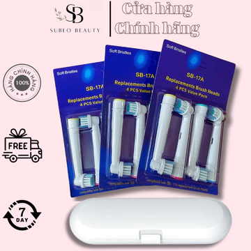 Set 4 đầu bàn chải điện thay thế hàng ngày cho bàn chải điện Oral B , hộp đựng bàn chải điện / Subeo Beauty