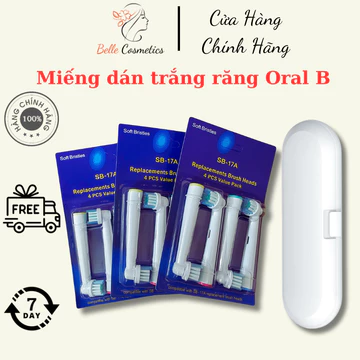 Đầu bàn chải điện, set 4 đầu chải thay thế hàng ngày cho bàn chải điện Oral B , hộp đựng bàn chải điện / Belle Cosmetics