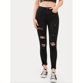 Quần Jean Nữ AMILY Lưng Cao Skinny Tôn Dáng rách nhiều chất bò co giãn có BIGSIZE tới 72kg