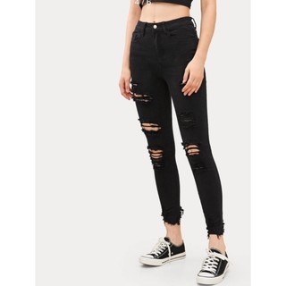 Quần Jean Nữ AMILY Lưng Cao Skinny Tôn Dáng rách nhiều chất bò co giãn có BIGSIZE tới 72kg