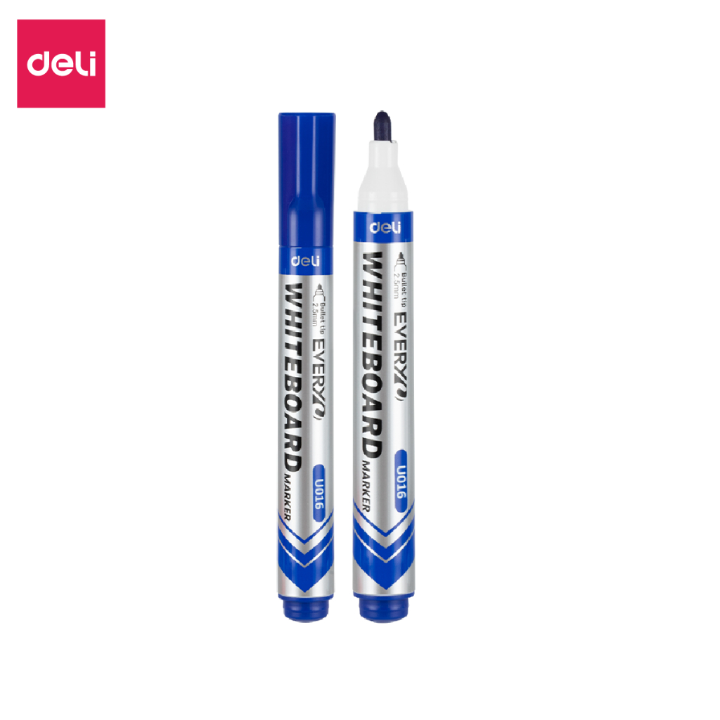 Bút Lông Viết Bảng Trắng Nhiều Màu Chính Hãng Deli, Ngòi 2-2.5mm, Nét Mượt, Dễ Lau, Có Mực Thay Thế - EU016