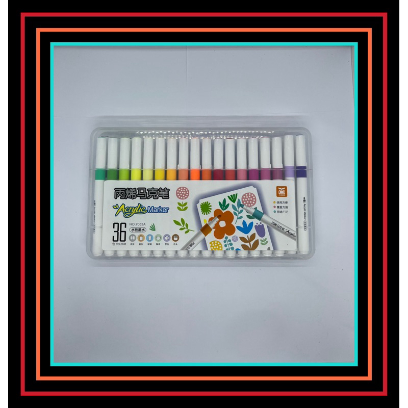 BÚT MÀU DẠ ACRYLIC MARKER NO.9053A, 36 MÀU - VPP QUỐC HUY.