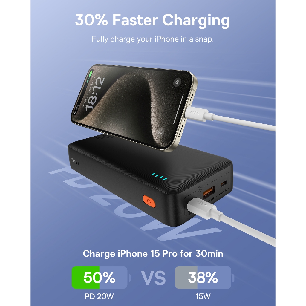 Ảnh Pin sạc dự phòng Baseus Airpow 20000mAh 20W Power Dilevery kèm dây sạc nhanh Usb Type-C 3