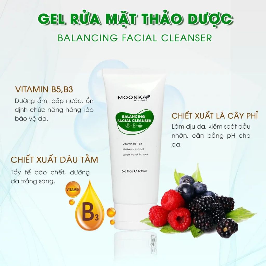 Gel Rửa Mặt Thảo Dược Moonka Lành Tính Cho Da