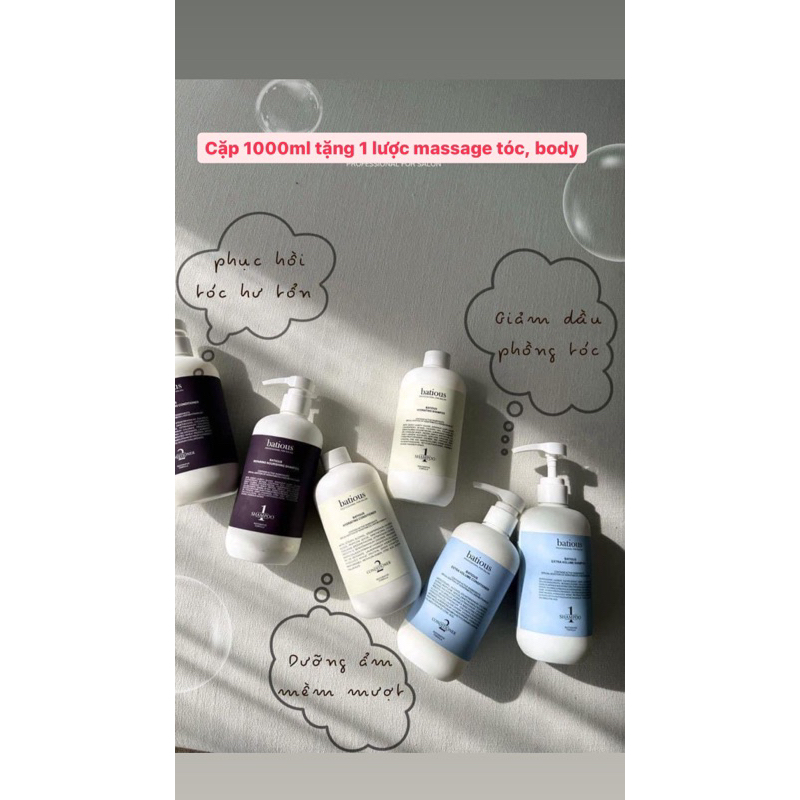 COMBO Dầu gội Dầu xả SALON cao cấp BATIOUS 960ML | Shopee Việt Nam