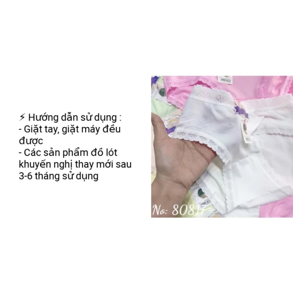 COMBO 5 QUẦN LÓT COTTON  PHỐI REN THÁI LAN,,CAO ĐÂY DẶN MỀM MỊN MÃ 5889-