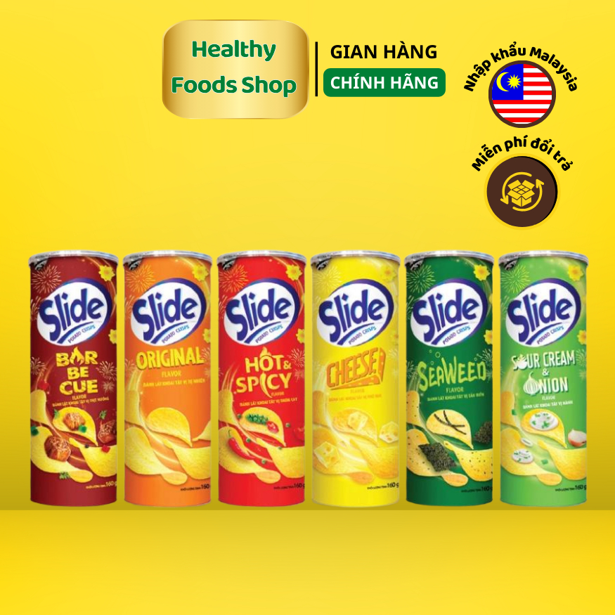 SLIDE Snack Khoai tây chiên hũ lớn 150g đủ vị - Slide Potato Crisps ...