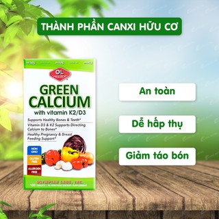 Viên uống Olympian Labs Green Calcium bổ sung canxi hữu cơ (100 viên)