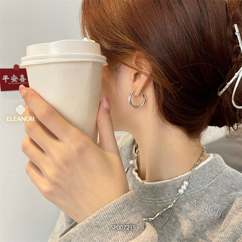 Bông tai nữ chuôi bạc 925 Eleanor Accessories hình tròn khuyên tai basic phụ kiện trang sức 7215