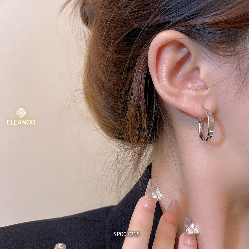 Bông tai nữ chuôi bạc 925 Eleanor Accessories hình tròn khuyên tai basic phụ kiện trang sức 7215