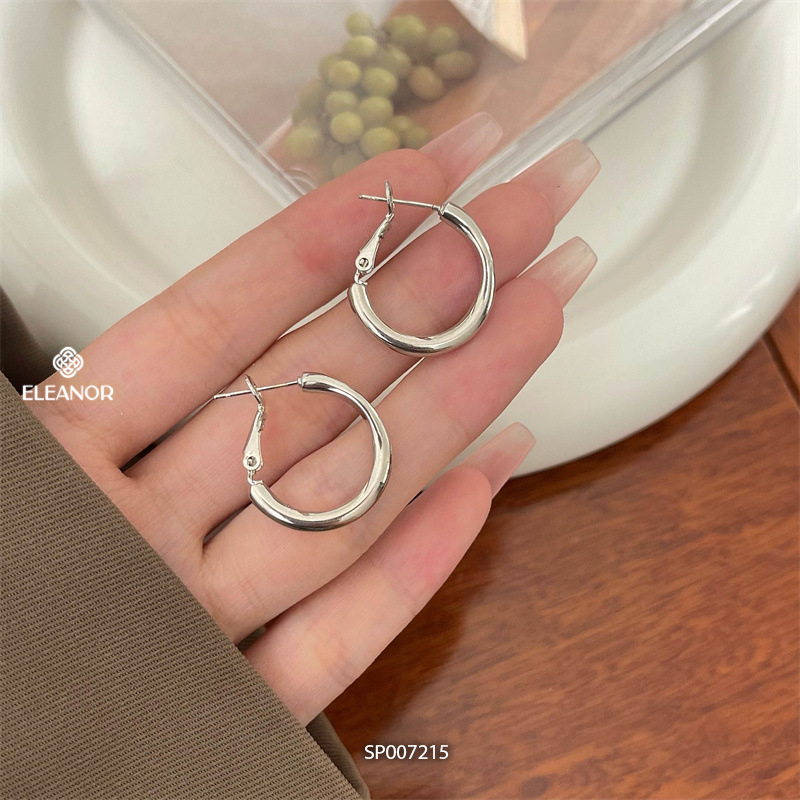Bông tai nữ chuôi bạc 925 Eleanor Accessories hình tròn khuyên tai basic phụ kiện trang sức 7215