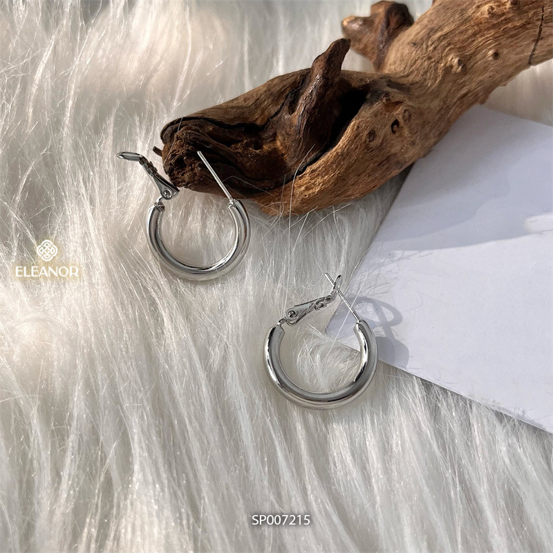 Bông tai nữ chuôi bạc 925 Eleanor Accessories hình tròn khuyên tai basic phụ kiện trang sức 7215