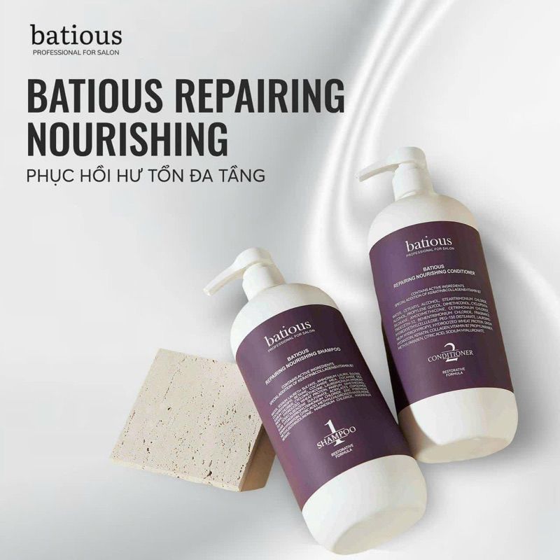 (Tặng Lược)Cặp Dầu Gội Xả Batious Phục Hồi Hư Tổn Đa Tầng, Tái Tạo Nang Tóc, Ngăn Gàu, Kiềm Dầu 500ml-960ml