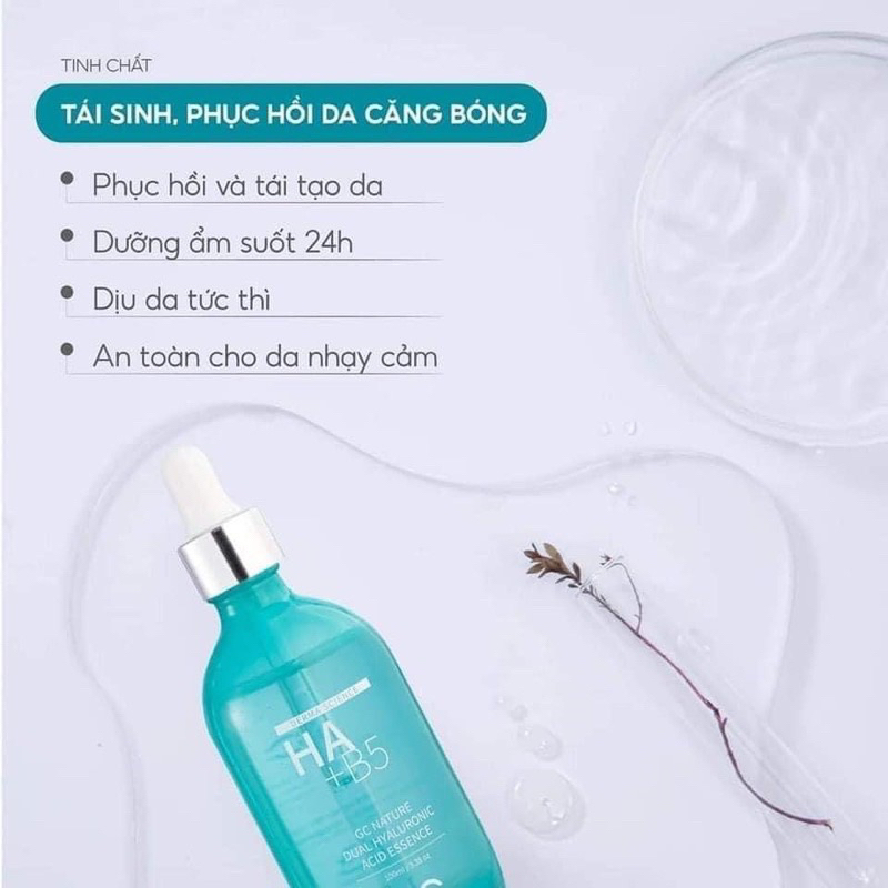 Serum Cấp Ẩm Phục Hồi Da HA + B5 GC Natura Dual Hyaluronic Acid Essence 100ml Hàn Quốc