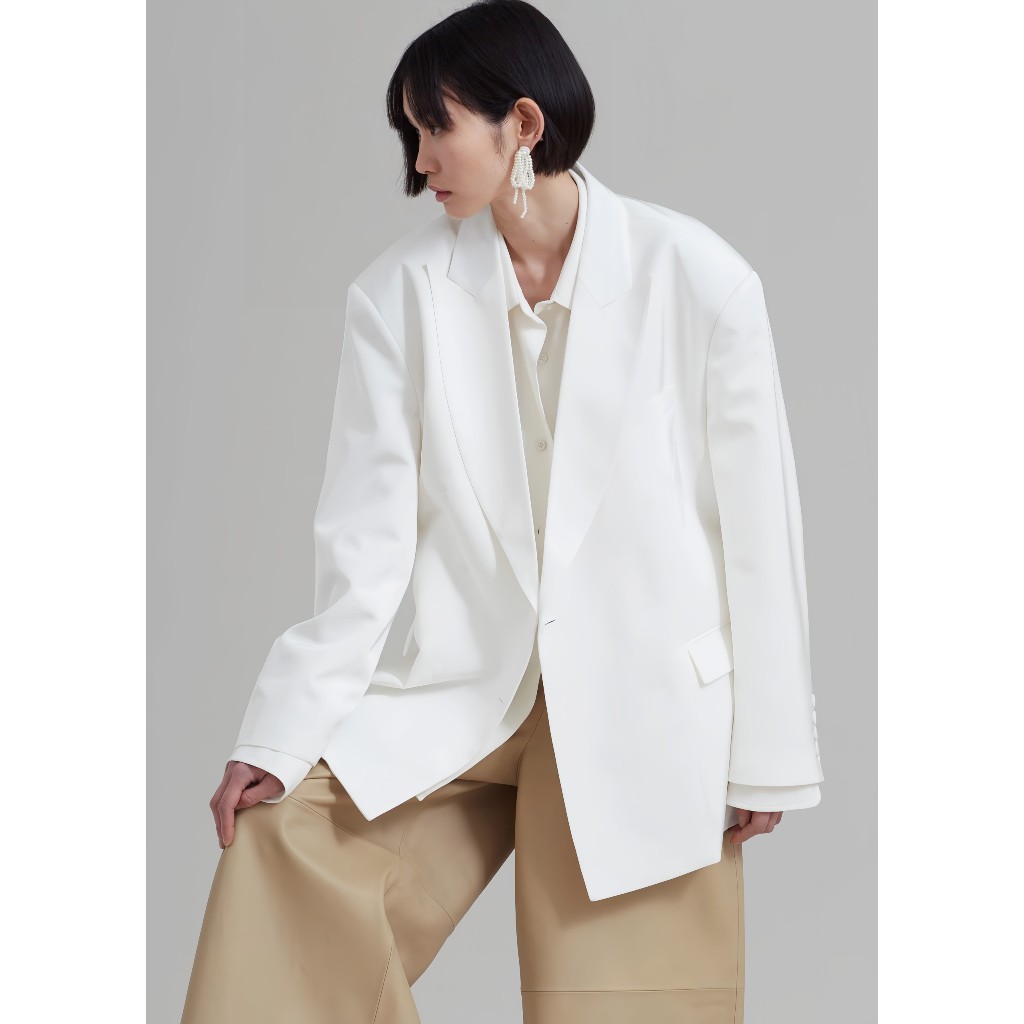 Áo blazer nữ [MAY THEO SỐ ĐO] - áo khoác vest - chất liệu cao cấp, 2 lớp-lót lụa, màu trắng tuyết