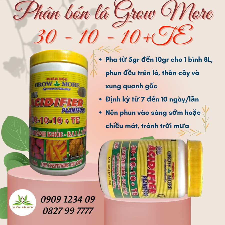 Phân bón lá Grow More 30 10 10+TE 3