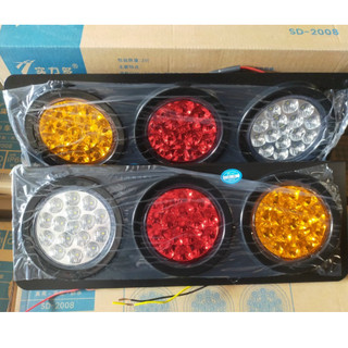 Đôi Đèn hậu xe tải led 3 khoang tròn 2008 hàng SILIDUO chất lượng cao 12v/24v