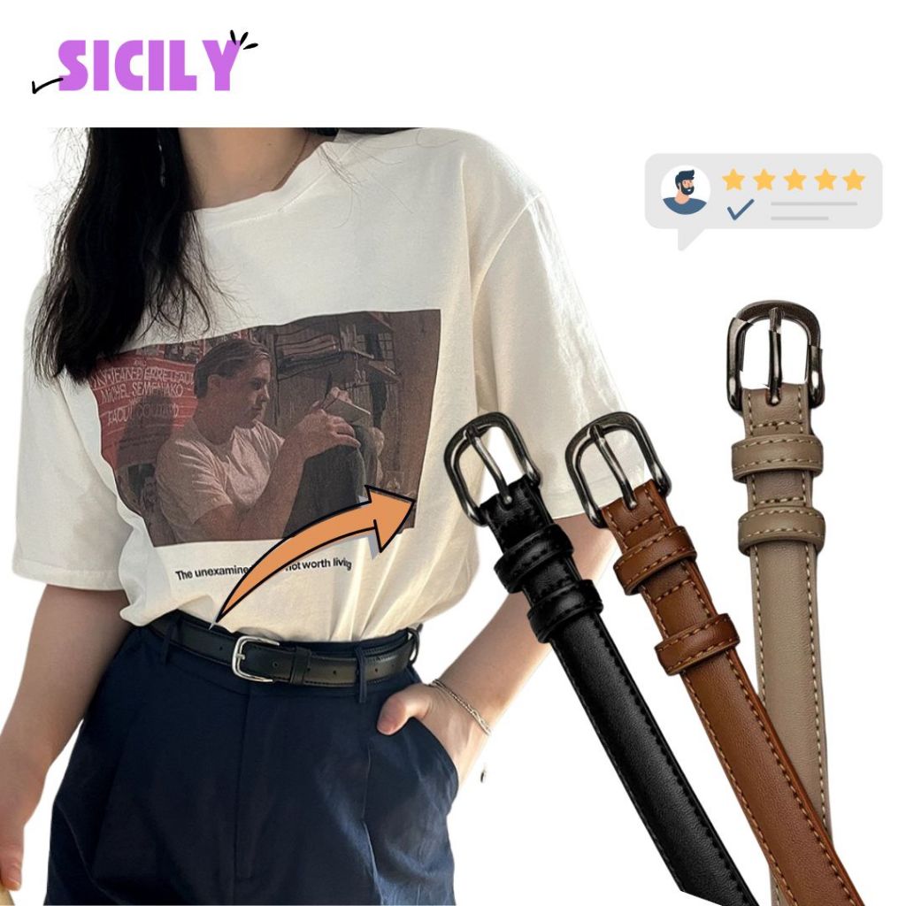 Thắt lưng nữ SICILY mặt chữ nhật, bản 2.3cm LUNG01