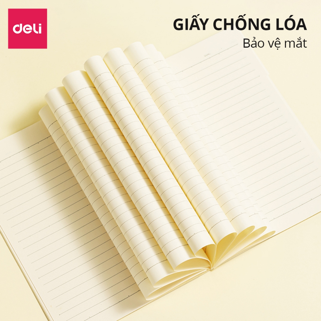 Sổ Vở Kẻ Ngang Dán Gáy Chính Hãng Deli Kích Cỡ A5/B5, Giấy Chống Lóa Cao Cấp 80Trang - WA540/WB540