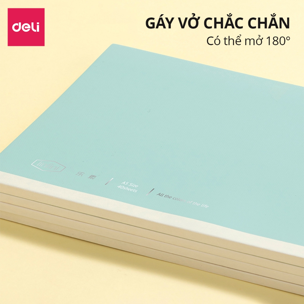 Sổ Vở Kẻ Ngang Dán Gáy Chính Hãng Deli Kích Cỡ A5/B5, Giấy Chống Lóa Cao Cấp 80Trang - WA540/WB540