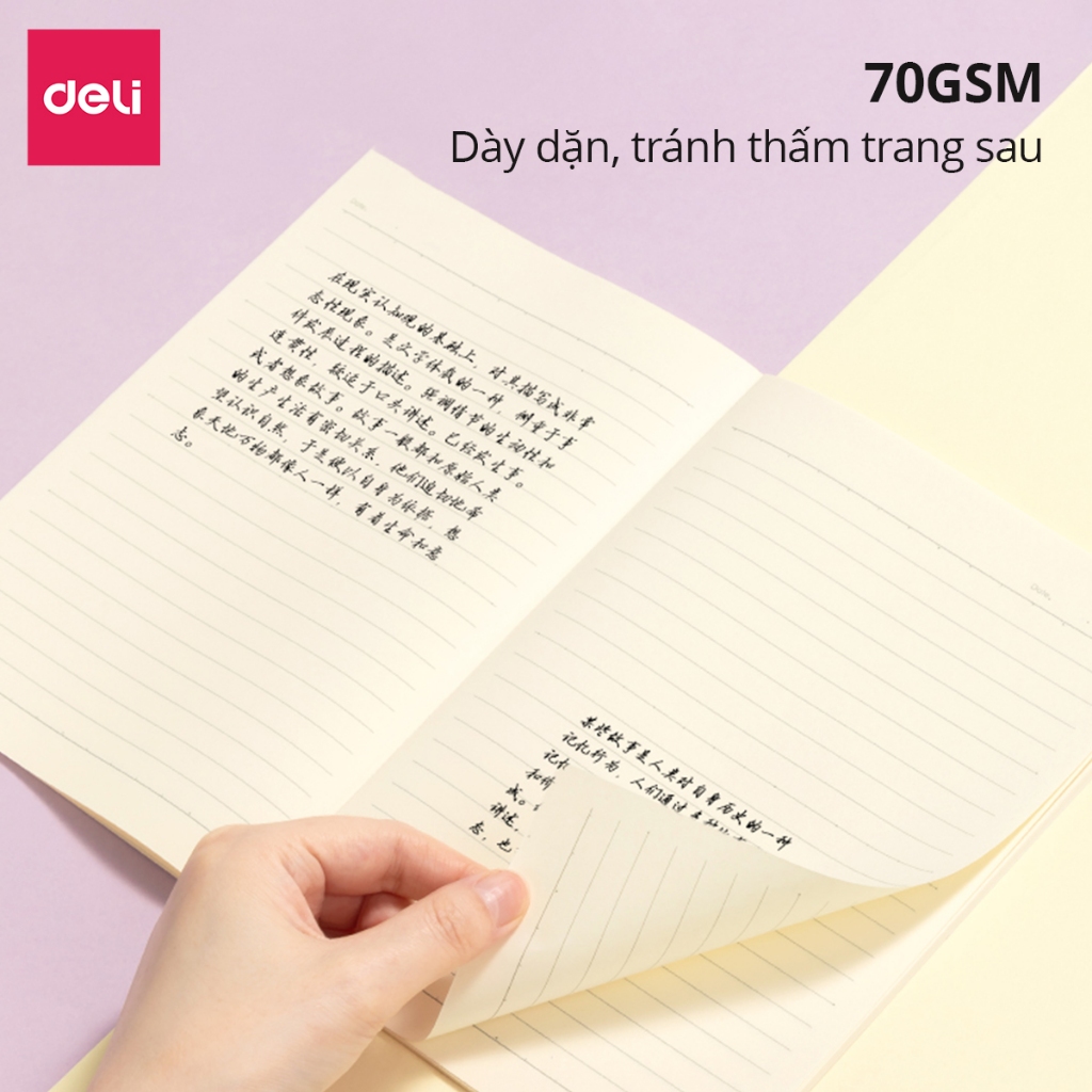 Sổ Vở Kẻ Ngang Dán Gáy Chính Hãng Deli Kích Cỡ A5/B5, Giấy Chống Lóa Cao Cấp 80Trang - WA540/WB540