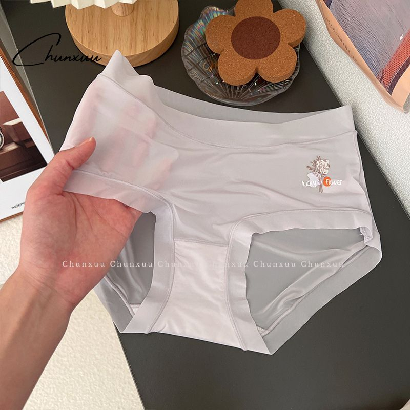 Quần Lót Nữ Không Viền Chất Su Lụa Phối Viền Chữ Mềm Mại Thoáng Mát 2919