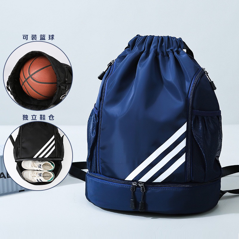 Balo thể thao 3 sọc kéo khoá, chống nước đi đá bóng, GYM, du lịch