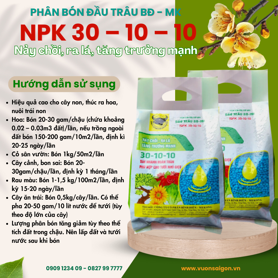 Phân bón đầu trâu NPK 30 - 10 - 10 (1kg) 4