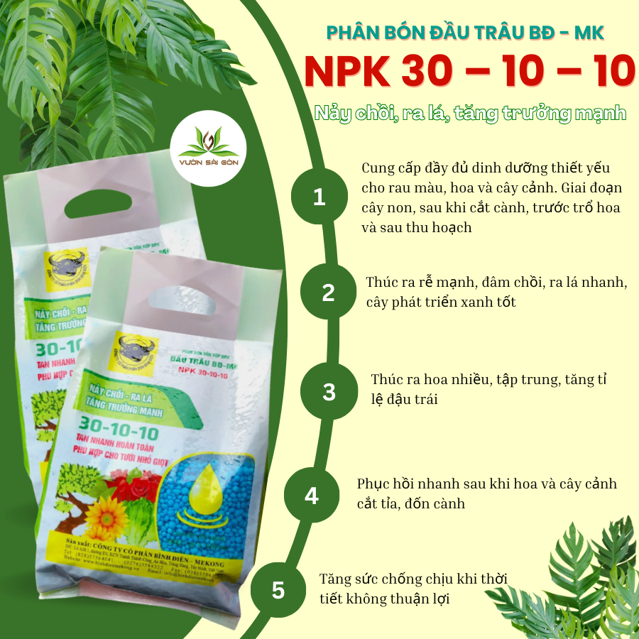 Phân bón đầu trâu NPK 30 - 10 - 10 (1kg) 3
