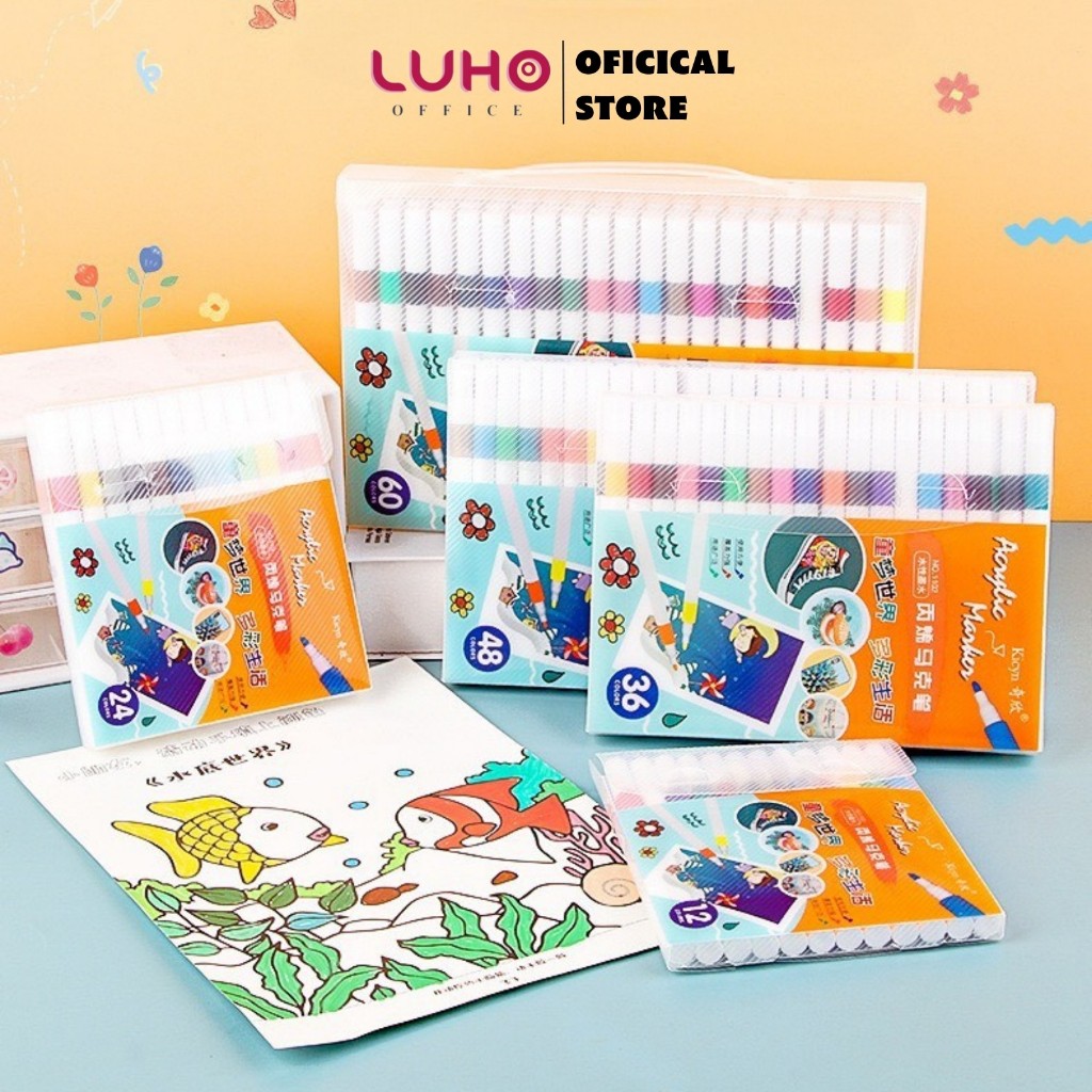 Bút màu Acrylic Marker Cao Cấp LUHO Bộ bút 12/24/36/48 bút sơn Acrylic ...