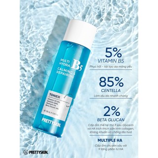 Nước Hoa Hồng Phục Hồi Dưỡng Trắng Da PRETTY SKIN Multi Hydra B5 Calming & Repairing 205ml - Bebeau