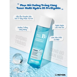 Nước Hoa Hồng Phục Hồi Dưỡng Trắng Da PRETTY SKIN Multi Hydra B5 Calming & Repairing 205ml - Bebeau