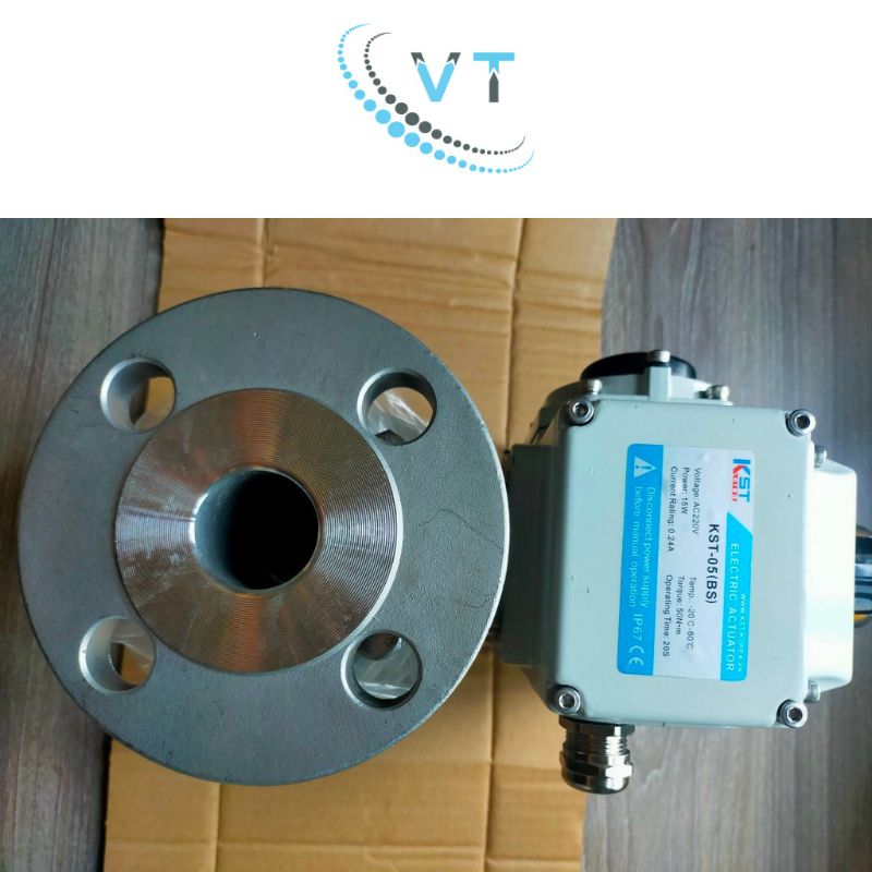 Van bi mặt bích JIS10K CF8 điều khiển điện on/off 220V  DN15-DN50
